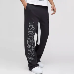 Wide Leg Worldwide Embroidered Joggers