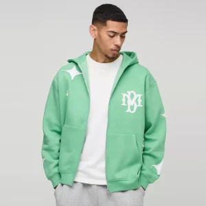 Oversized Boxy Doodle Graphic Puff Print Hoodie