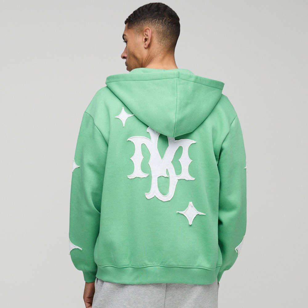Oversized Boxy Doodle Graphic Puff Print Hoodie - Image 2