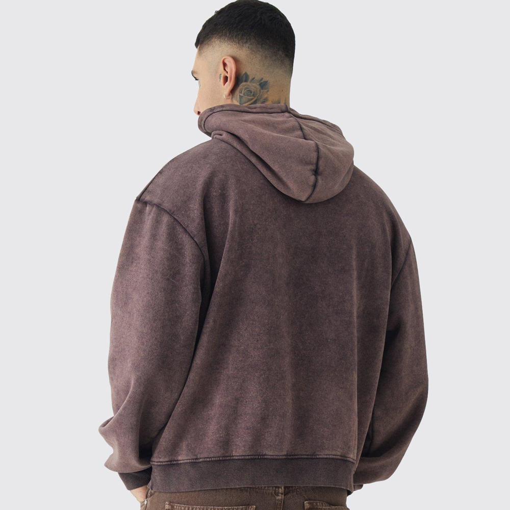 Oversized Star Applique BM Zip Through Hoodie - Image 2