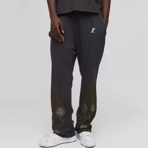 Wide Leg Star Tricot Split Hem Joggers